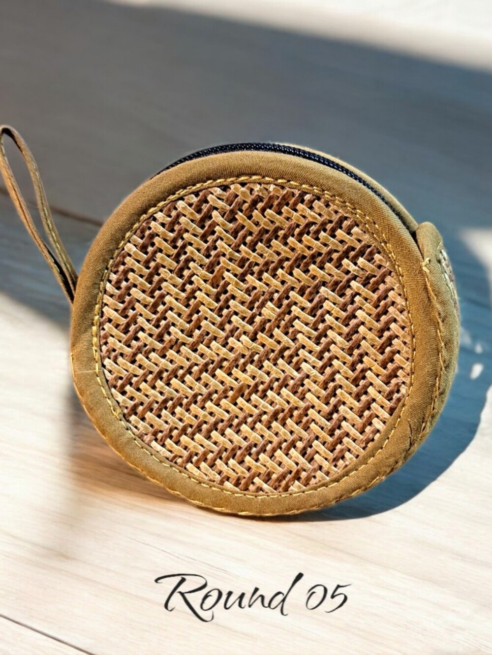Handwoven Rattan Coin Purse - Round - Picture 4 of 10
